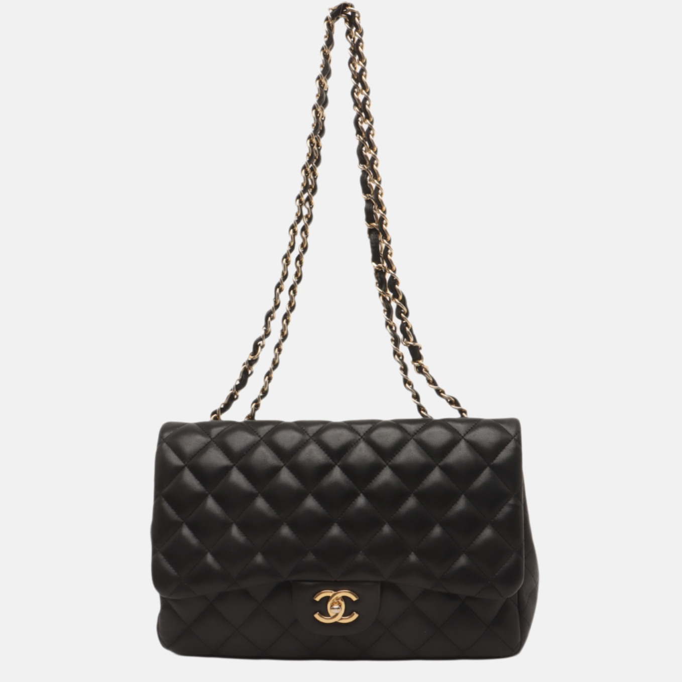 Chanel Classic Flap Jumbo Black Lambskin Leather Single Flap with Gold Hardware, 2010-2011-Luxbags