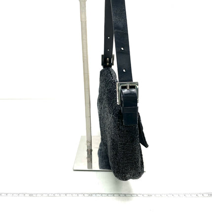 Fendi Baguette Vintage Black Glitter Beads Shoulder Bag