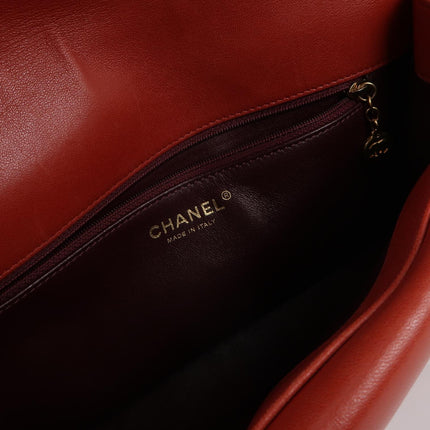 Chanel Diana CC Flap Bag Large Red Lambskin Leather 2014-2015