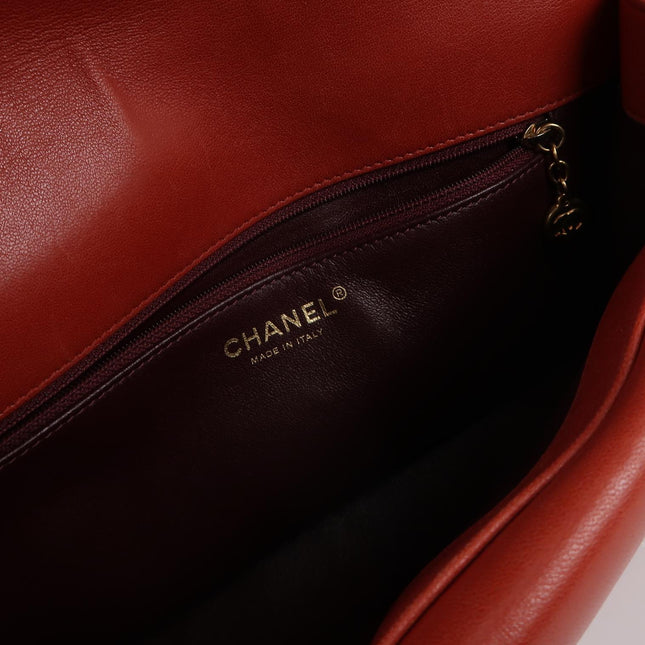 Chanel Diana CC Flap Bag Large Red Lambskin Leather 2014-2015