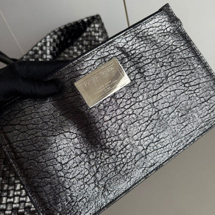 Bottega Veneta Cabat Maxi Intreccio Leather Tote Bag Metallic 50cm