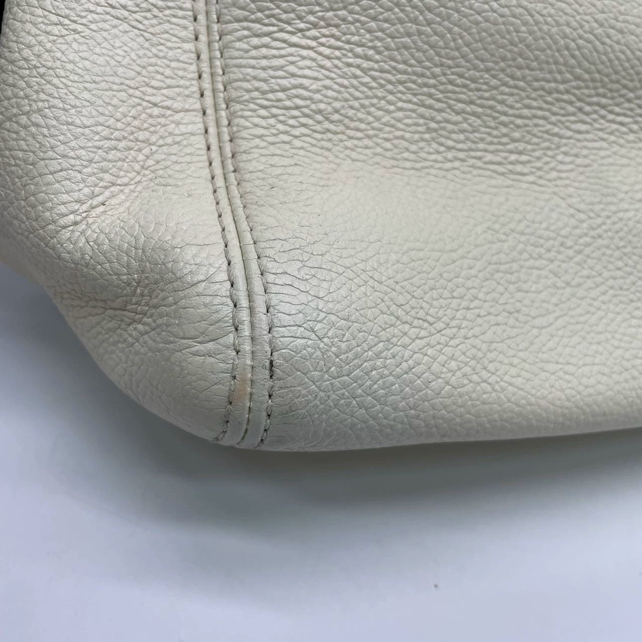 Chanel Cerf Executive East West Small White Caviar Leather Handbag