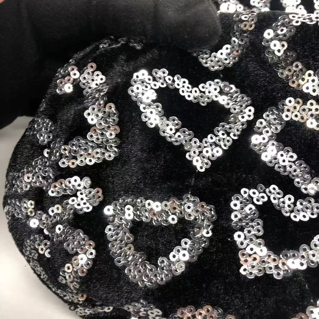 FENDI Mini Bucket White Heart Shaped Sequin Black Bag