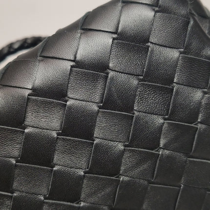 Bottega Veneta Andiamo Medium Black Intrecciato Leather Handbag