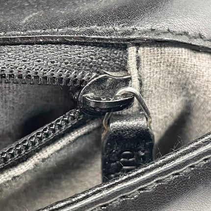 Gucci Vintage Black Leather Shoulder Bag Jumbo Square G Logo