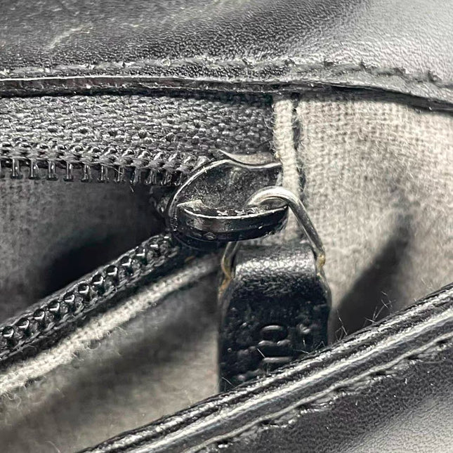 Gucci Vintage Black Leather Shoulder Bag Jumbo Square G Logo