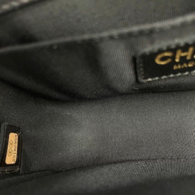 Chanel Le Boy Small Black Lambskin Leather Antiqued Gold Hardware