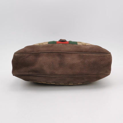 Gucci Jackie 1961 Soft Medium Brown Suede Leather and Monogram Web