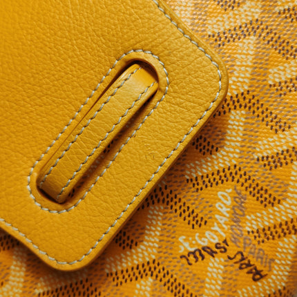 Goyard Saigon Mini Yellow Canvas and Leather Wooden Top Handle Crossbody Bag