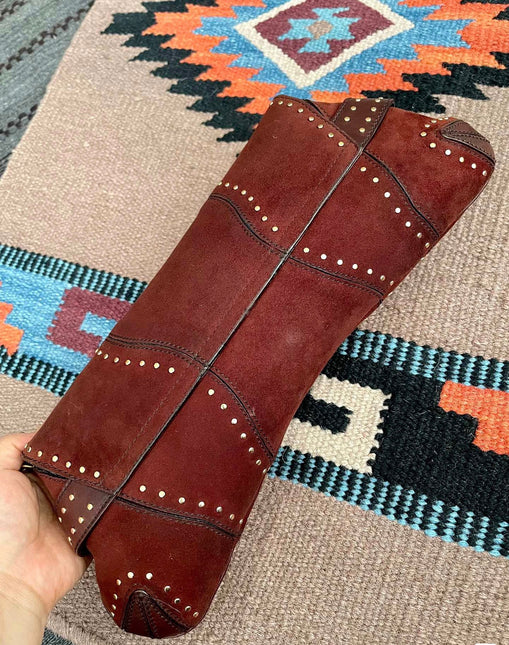 Sold Gucci Horsebit 1955 Chain Suede leather bag in Burgundy with gold studs