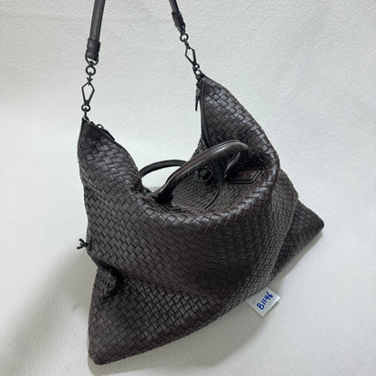 Sold Bottega Veneta Maxi Convertible Tote Bag Dark Chocolate Brown Leather Two-way Carry 50cm