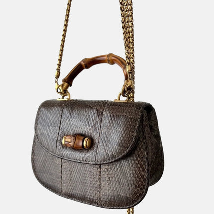 Sold Gucci Bamboo 1947 Night Mini Python Evening Bag with Chain