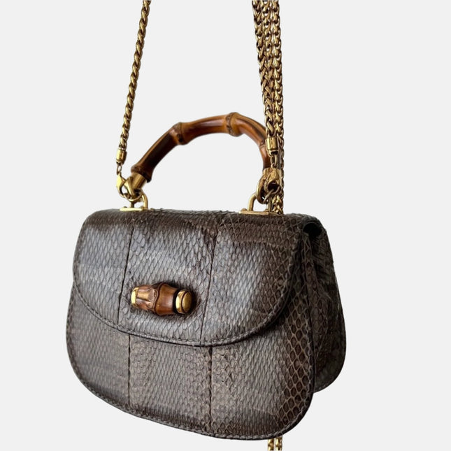 Sold Gucci Bamboo 1947 Night Mini Python Evening Bag with Chain