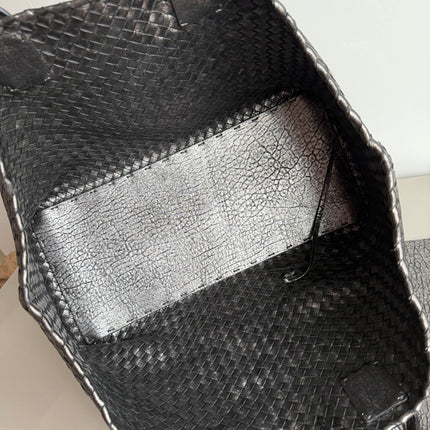 Bottega Veneta Cabat Maxi Intreccio Leather Tote Bag Metallic 50cm