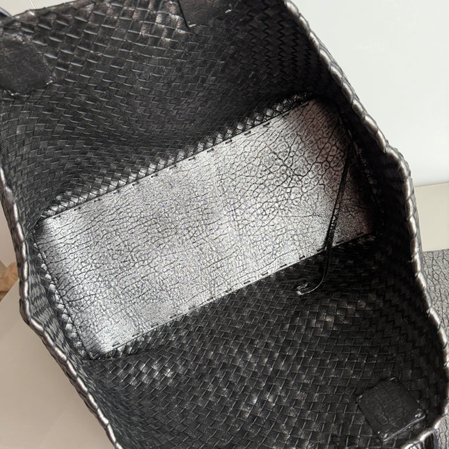 Bottega Veneta Cabat Maxi Intreccio Leather Tote Bag Metallic 50cm