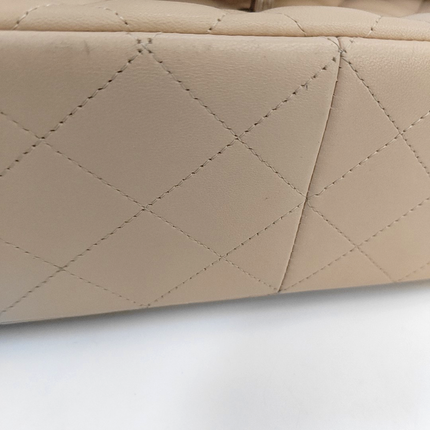 Chanel Classic Flap Jumbo Beige Lambskin Leather Single Flap with Silver Hardware