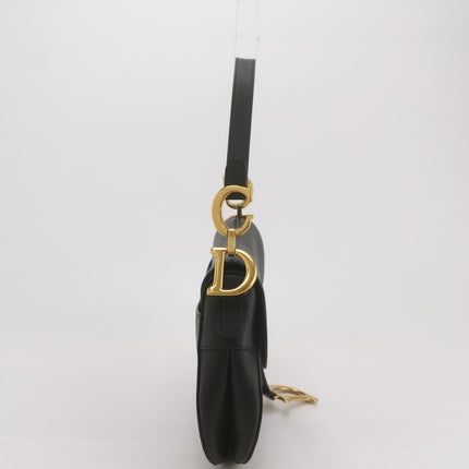 Dior Saddle 2019 Medium Grained Calfskin Leather Bag Black