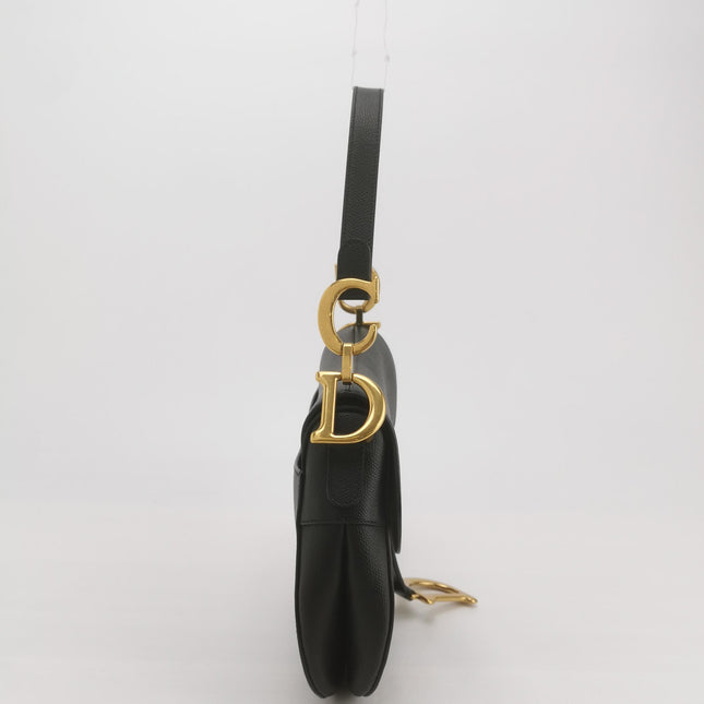 Dior Saddle 2019 Medium Grained Calfskin Leather Bag Black