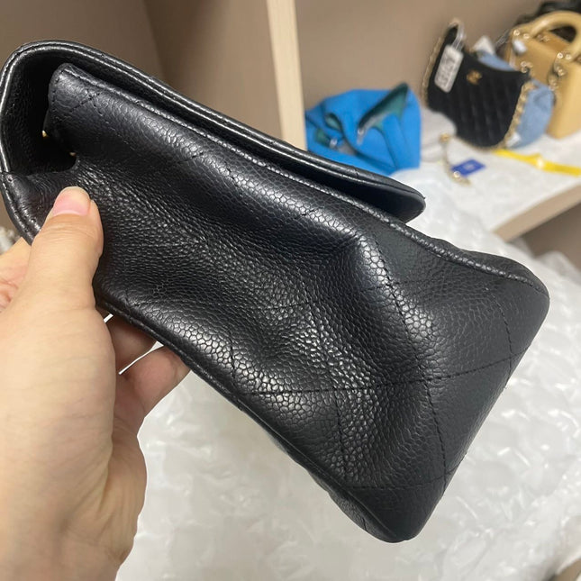 Chanel Classic Flap Jumbo 2009 Black Caviar Leather Single Flap Gold Hardware