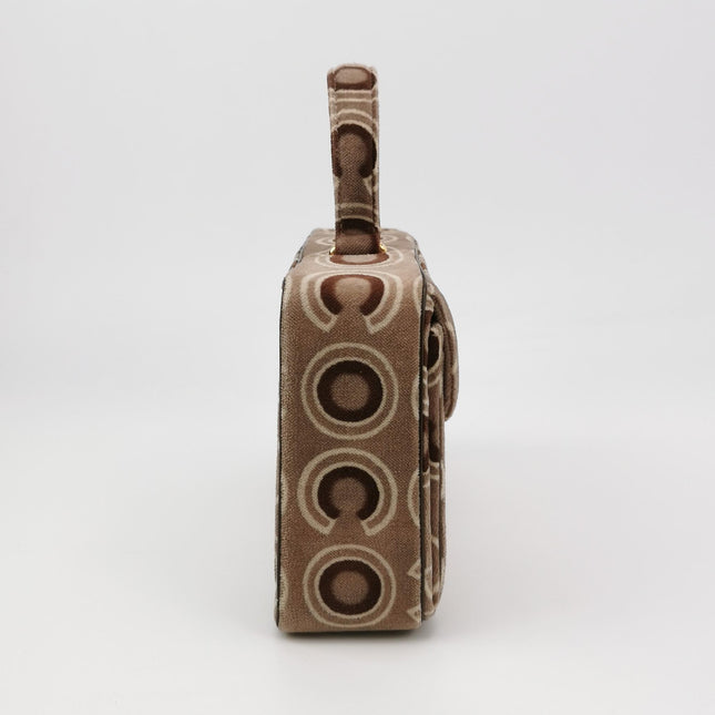 Chanel 2002 Coco Flap Top Handle Box Bag Velvet Grey