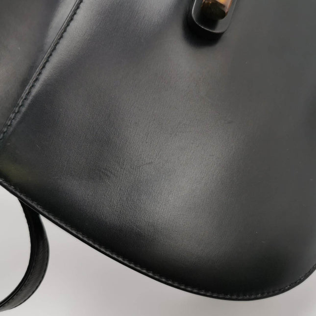 Sold Gucci Bamboo 1947 Black Leather Medium Crossbody Bag
