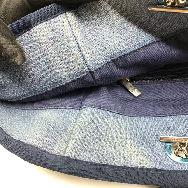 Chanel Deauville Tote Medium Navy Denim Top Handle 2012