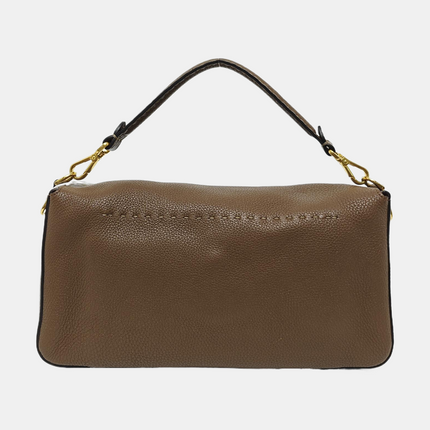 Fendi Baguette Selleria Calfskin Leather Crossbody Bag Large Brown