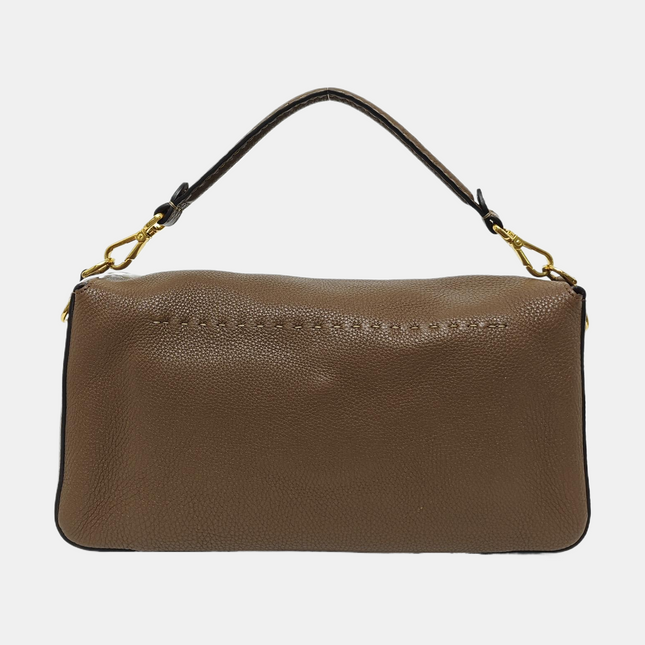Fendi Baguette Selleria Calfskin Leather Crossbody Bag Large Brown