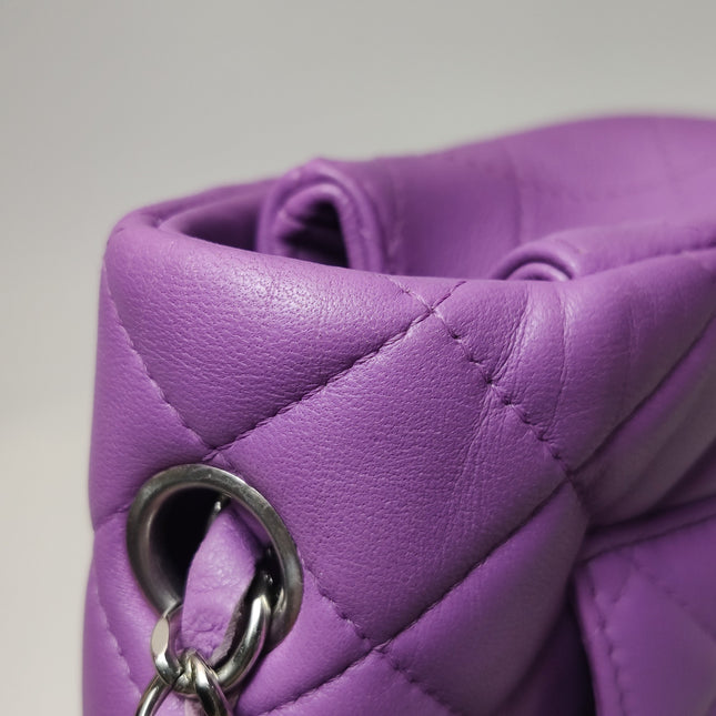 Chanel Classic Flap Mini Purple Lambskin Leather Silver Hardware