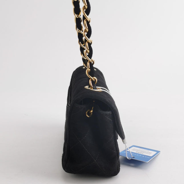 Chanel Classic Flap Extra Mini Black Suede Quilted Gold-tone Hardware