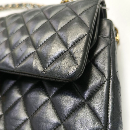 Chanel Timeless Classic Flap Medium Black Lambskin Leather Gold Hardware