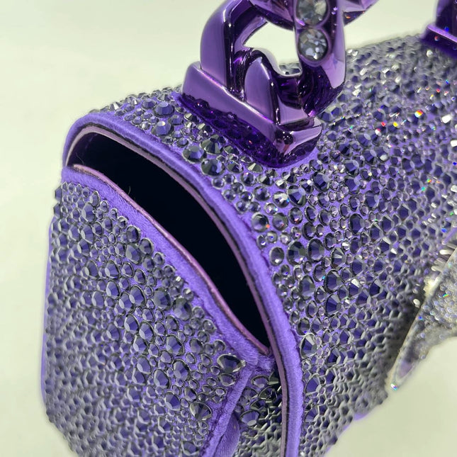 Versace La Medusa Mini Crystal Embellished Top Handle Bag in Purple