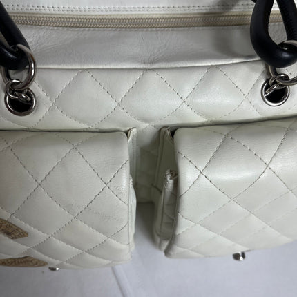 Chanel Cambon Multi-pocket Ligne Reporter Bag Large White Calfskin Leather