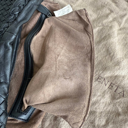 Bottega Veneta Intrecciato Hobo Bag Medium With Fringes Black Lambskin leather 40cm