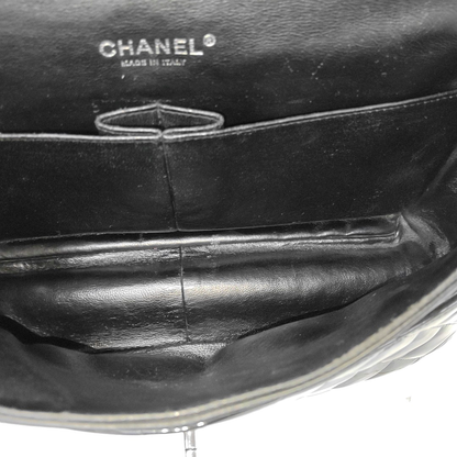 Chanel Classic Flap Jumbo Large Black Patent Leather Silver Hardware, 2011