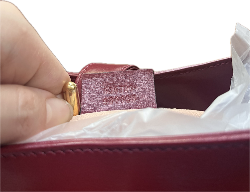 Sold Gucci Jackie 1961 Burgundy Red Leather Bag Small with Adjustable Strap