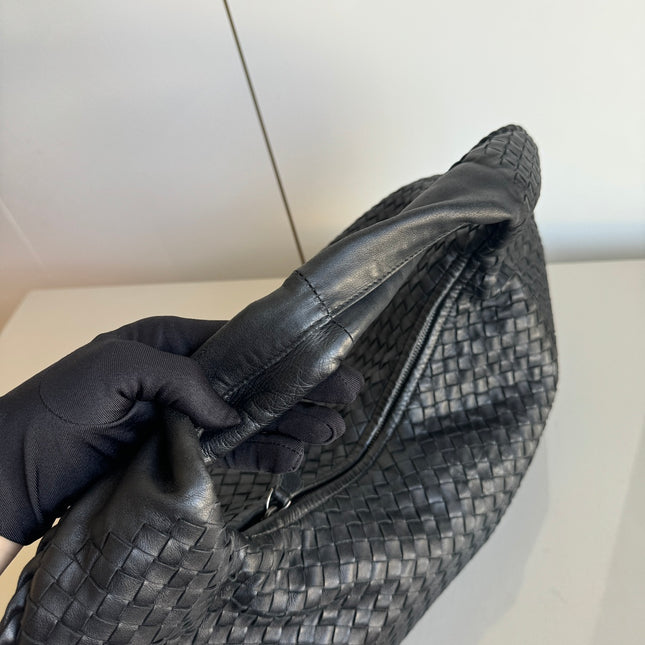 Sold Bottega Veneta Belly Hobo Intrecciato Leather Black Large 52cm
