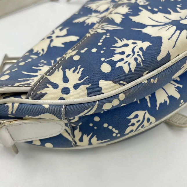 Dior Saddle Surf Chick Vintage John Galliano Blue White Shoulder Bag