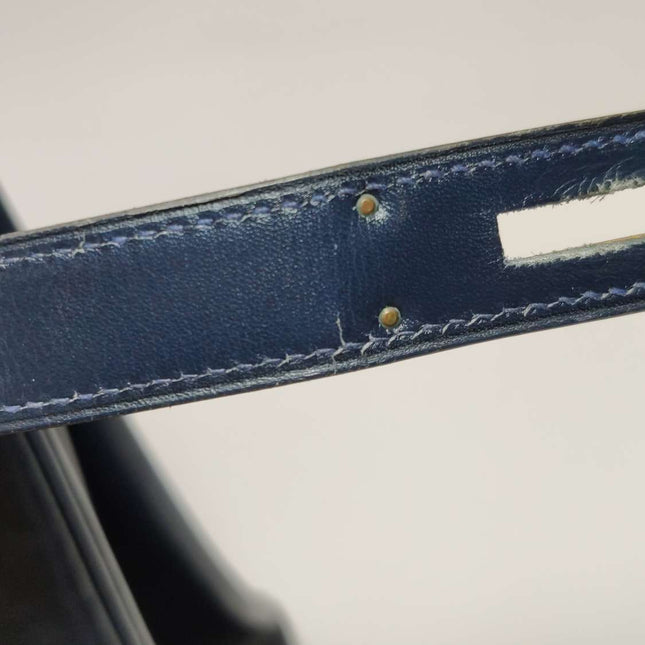 Hermes Kelly 32 Retourne 78 Blue Marine Navy Box Leather Gold HW 1980