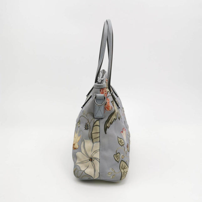 Sold Gucci Flora Knight Tote Blue Nylon and Leather Small