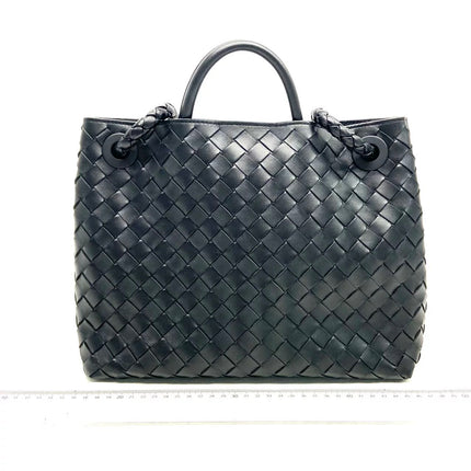 Bottega Veneta Andiamo Medium Black Intrecciato Leather Handbag