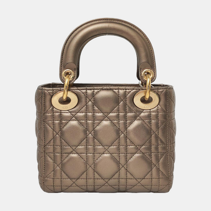 Lady Dior Mini Metallic Copper Gold Cannage Lambskin Gold Hardware Chain Strap