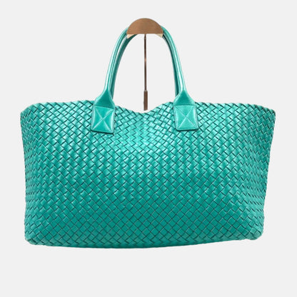 Bottega Veneta Cabat Large Intreccio Leather Tote Bag Green with Pouch 40cm-Luxbags