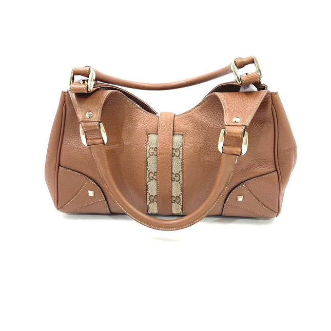 Gucci Piston Lock Brown Bardot Small Vintage Handbag