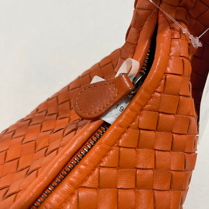 Bottega Veneta Veneta Hobo Medium Orange with Fringe Edges Intrecciato Leather Bag 40cm