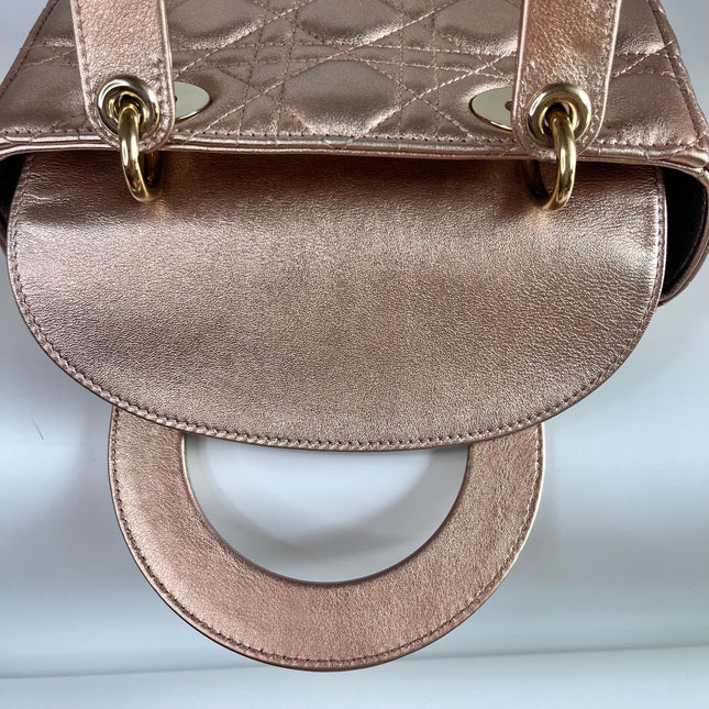 Lady Dior ABCdior Small Pink Irediscent and Metallic Cannage Lambskin Handbag