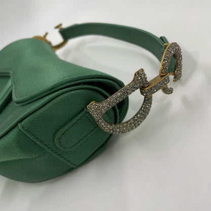 Dior Saddle Mini 2019 Silk Emerald Green with crystals