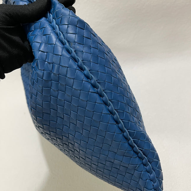 Sold Bottega Veneta Veneta Hobo Medium Blue Intrecciato Leather Bag 47cm