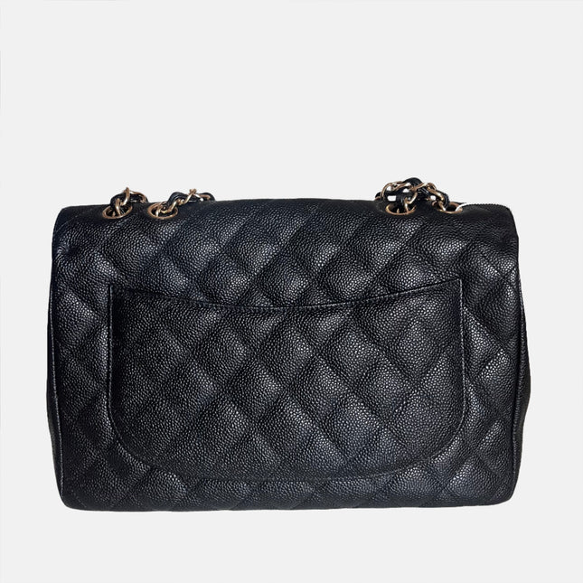 Sold Chanel Classic Flap 2009 Jumbo Black Caviar Leather Single Flap with Gold Hardware