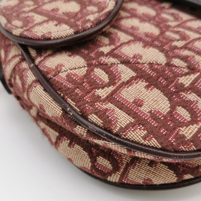 Dior Saddle Mini Burgundy Oblique Monogram Canvas with Strap